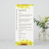Menu Mariage de tournesol rustique moderne (Debout devant)