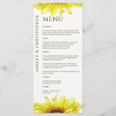 Menu Mariage de tournesol rustique moderne (Devant)