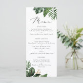 Menu Mariage de typographie de feuille de palme tropica (Debout devant)
