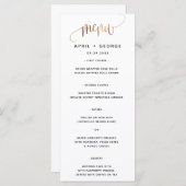 Menu Mariage de typographie de script d'or noir (Devant / Derrière)