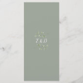 Menu Mariage de typographie florale de verdure sage Mon (Dos)