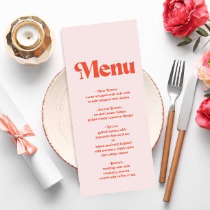 Menu Mariage De Typographie Moderne Retro Rose Et Orang