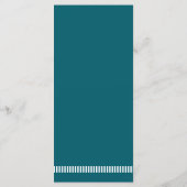 Menu Mariage de typographie moderne Turquoise foncé (Dos)