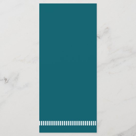 Menu Mariage de typographie moderne Turquoise foncé (Dos)