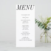 Menu Mariage de typographie noir blanc contemporain uni (Debout devant)