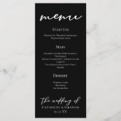 Menu Mariage de typographie noir blanc simple et élégan (Devant)