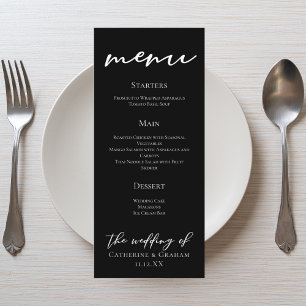 Menu Mariage de typographie noir blanc simple et élégan