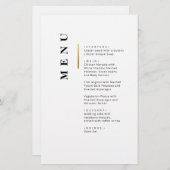 Menu mariage de typographie noir et blanc or (Devant / Derrière)