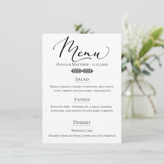 Menu Mariage de typographie rustique (Debout devant)