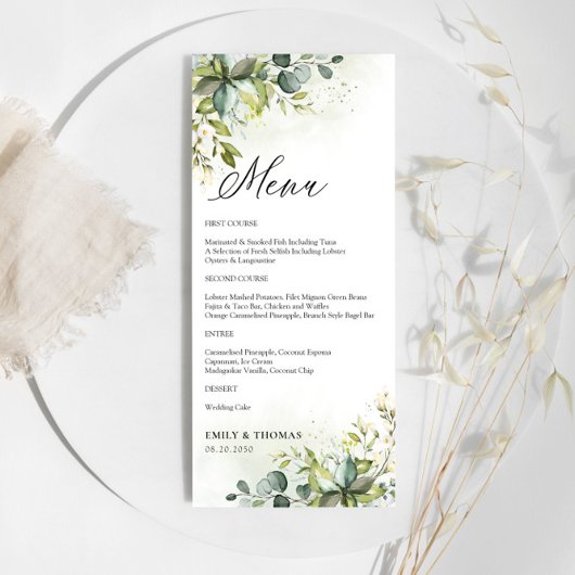 Menu Mariage de verdure