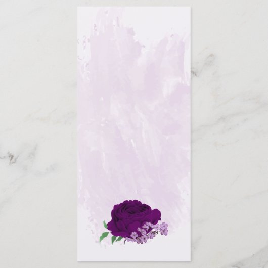 Menu Mariage de verdure aux fleurs violettes (Dos)