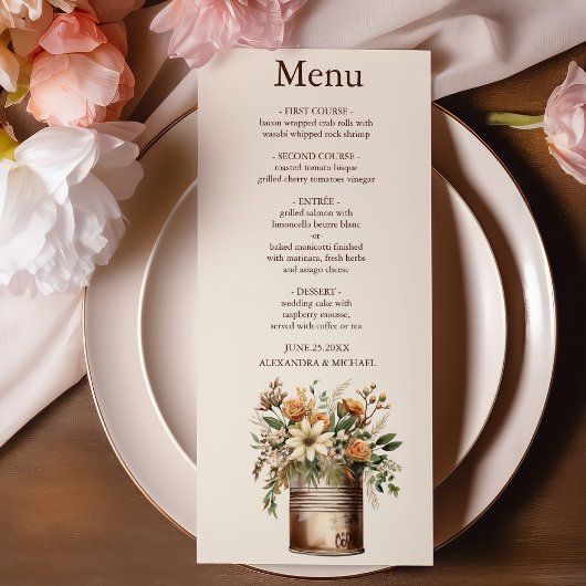 Menu Mariage de verdure botanique rustique