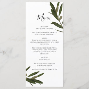 Menu Mariage de verdure Feuille d'olive
