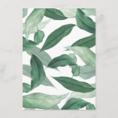 Menu Mariage de verdure tropicale. Aquarelle botanique (Dos)