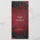 Menu Mariage d'élégance gothique victorienne (Dos)