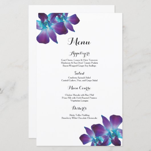 Menu Mariage Dendrobium bleu (Devant / Derrière)