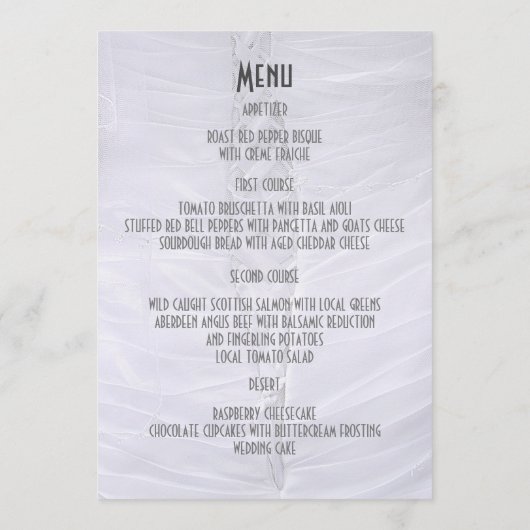 Menu mariage dentelle blanche (Dos)