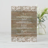 Menu Mariage dentelle blanche en bois rustique (Debout devant)