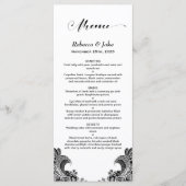 Menu Mariage dentelle noir et blanc (Devant)