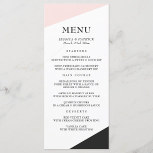 Menu Mariage des Accents minimalistes modernes ros