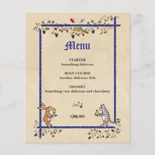 Menu mariage des animaux médiévaux (Devant)