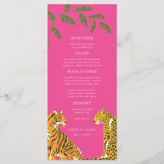 Menu Mariage des chats sauvages tropicaux (Devant)