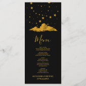 Menu Mariage des étoiles célestes mystiques d'or noir (Dos)