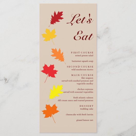 Menu Mariage des feuilles automnales (Devant)