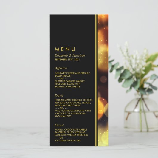 Menu Mariage des feux de Bokeh Twilight (Debout devant)