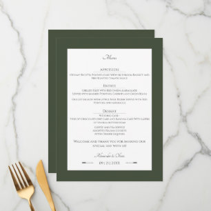 Menu Mariage des flèches minimalistes   Vert olive