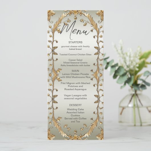 Menu Mariage des fleurs ornées d'or (Debout devant)