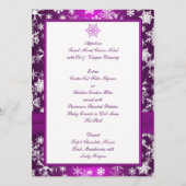 Menu Mariage des flocons de neige violet et blanc (Dos)