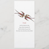 Menu Mariage des hirondelles baisantes et fleurs coloré (Dos)