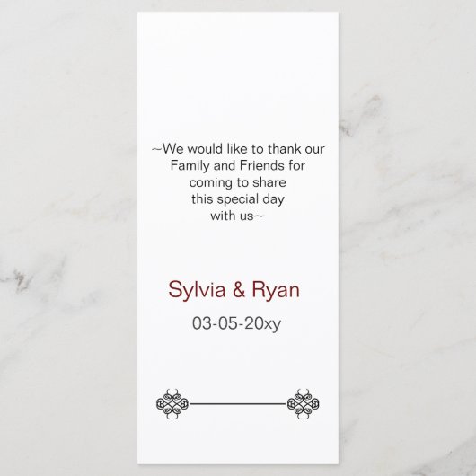 menu mariage des lèvres et moustache mod (Dos)