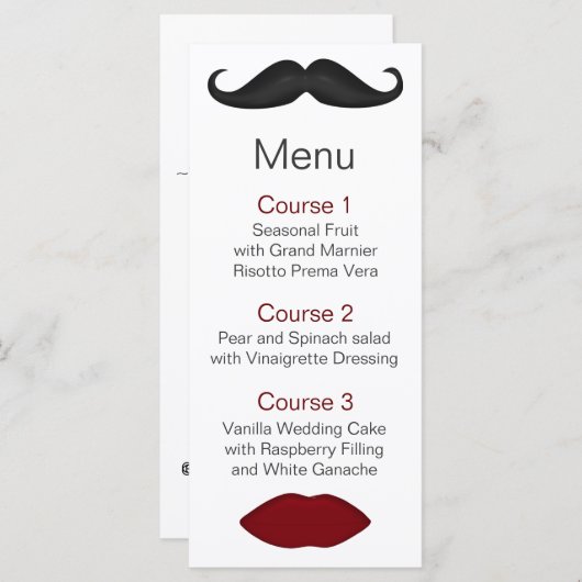 menu mariage des lèvres et moustache mod (Devant / Derrière)