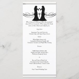 Menu Mariage des mariées d'élégance noire et blanc
