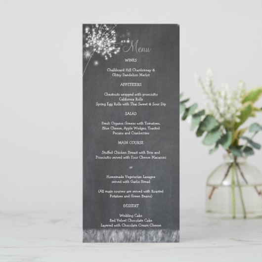 Menu Mariage des paillettes de tableau noir (Debout devant)