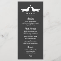 Menu Mariage des silhouettes de Dachshund à cheveu