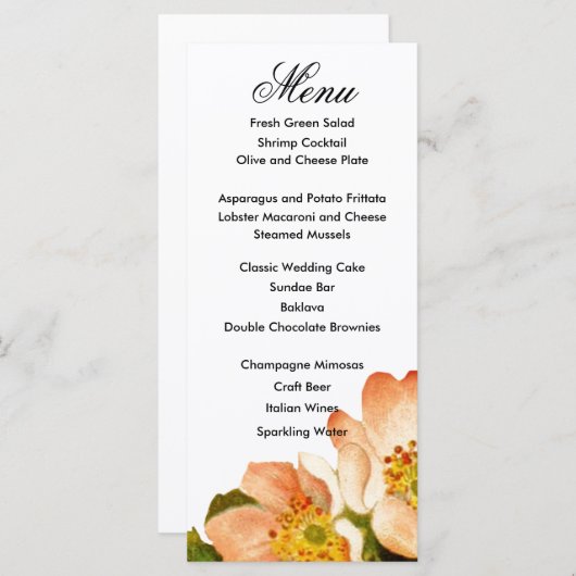 Menu mariage des tiges de l'aquarelle de fleurs de tach (Devant / Derrière)