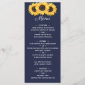 Menu Mariage des tournesols sur Floral bleu (Devant)