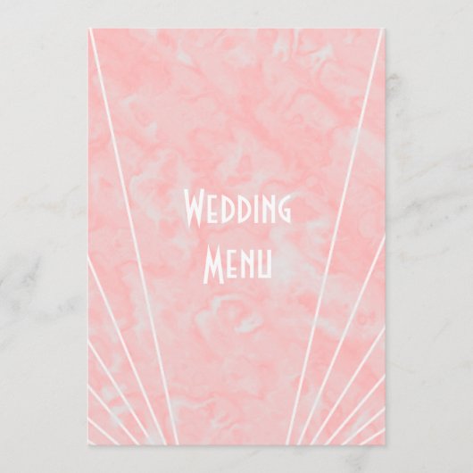 Menu Mariage design Art déco en marbre rose (Devant)