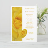 Menu Mariage Design Coeur Rose Jaune (Debout devant)