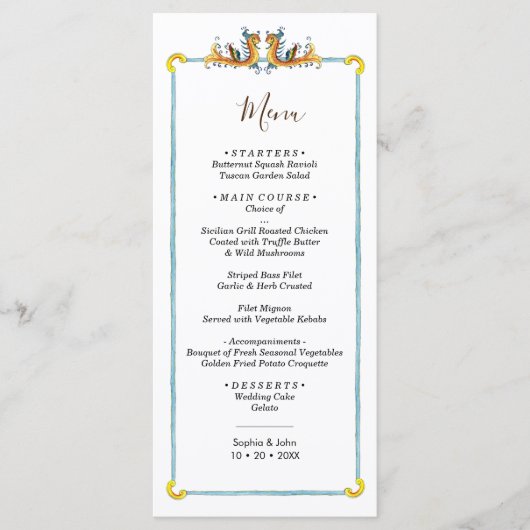 Menu mariage design italien (Devant)