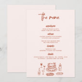 Menu Mariage Dessin Nourriture Doodle Fantaisiste (Devant / Derrière)