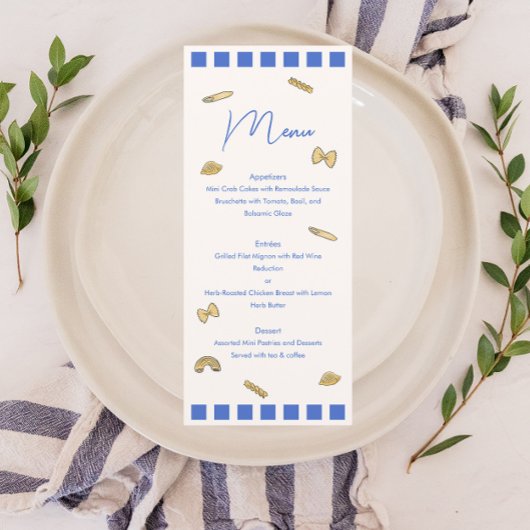 Menu Mariage Dessins de pâtes