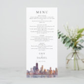 Menu Mariage Destination Aquarelle de la Skyline de Chi (Debout devant)