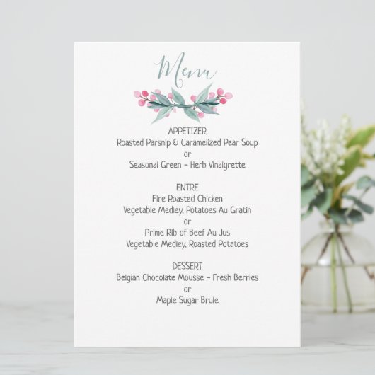Menu Mariage d'été (Debout devant)