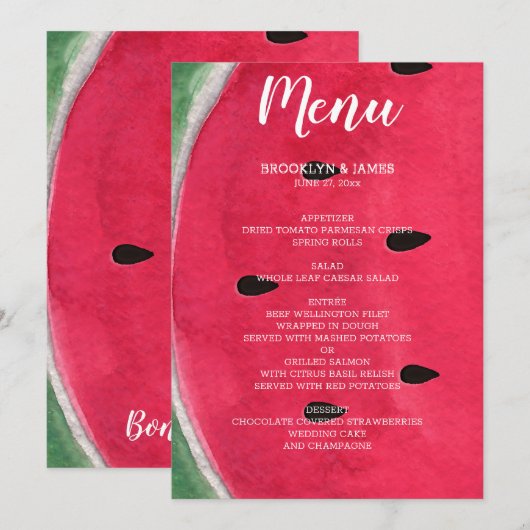 Menu Mariage D'Été Avec Pâque (Devant / Derrière)