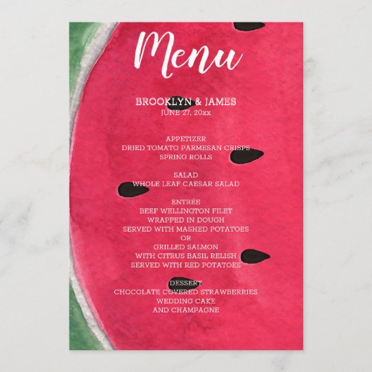Menu Mariage D'Été Avec Pâque (Devant)