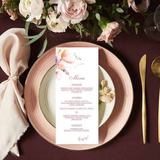 Menu Mariage d'été Blush Floral Spring